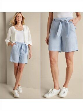 NWT SOFT SURROUNDINGS Ojai Shorts Linen-Blend Pull-On Shorts Size 1X Light Blue